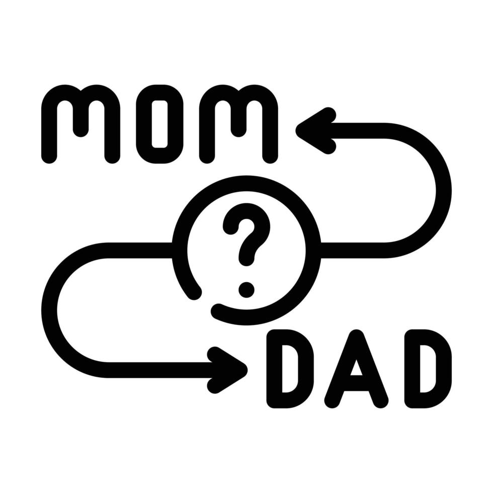 buscando a mamá o papá después de la ilustración de vector de icono de línea de divorcio