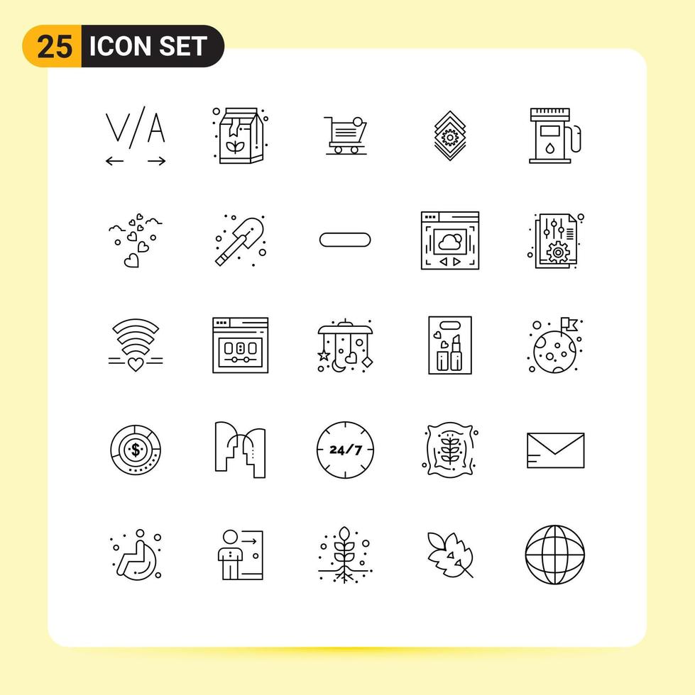 Pictogram Set of 25 Simple Lines of maps gas shipping server setting Editable Vector Design Elements