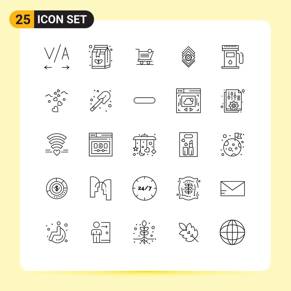 conjunto de pictogramas de 25 líneas simples de mapas configuración del servidor de envío de gas elementos de diseño vectorial editables vector