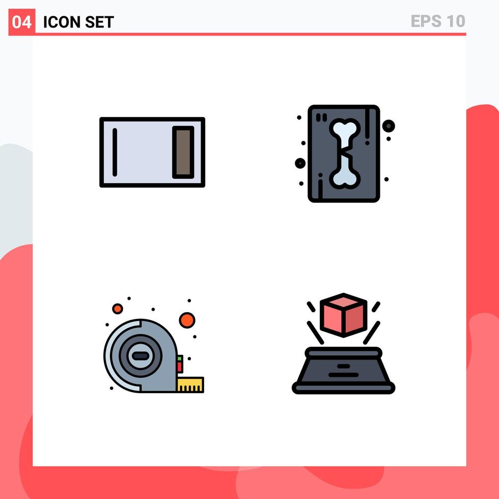 Filledline Flat Color Pack of 4 Universal Symbols of appliances measuring home line tool Editable Vector Design Elements