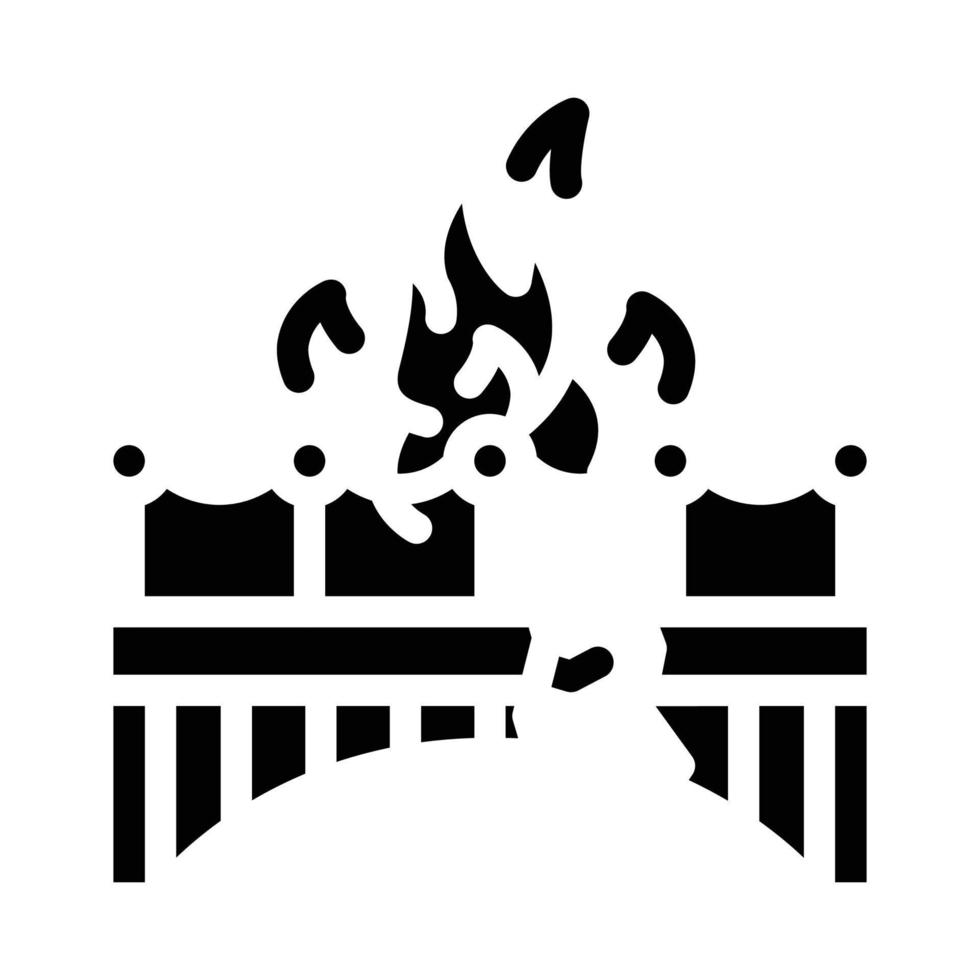 burn bridge and divorce glyph icon vector illustration