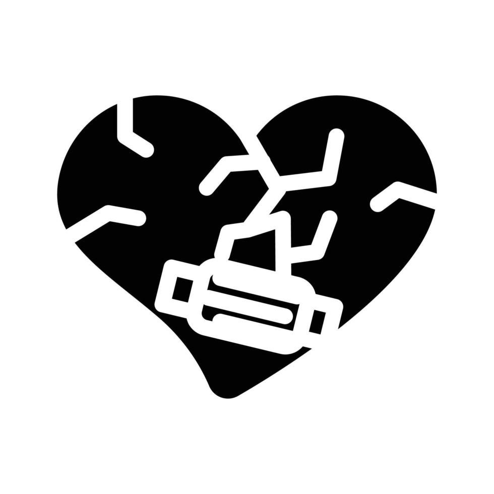 tratamiento del corazón después del divorcio glifo icono vector ilustración