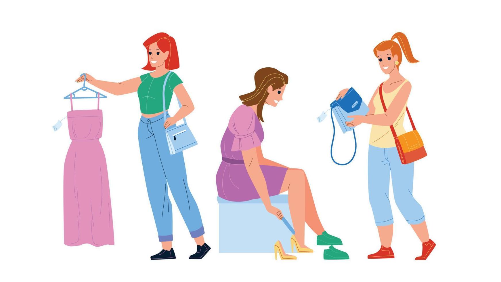 Female Shopping Occupation In Clothes Store Vector