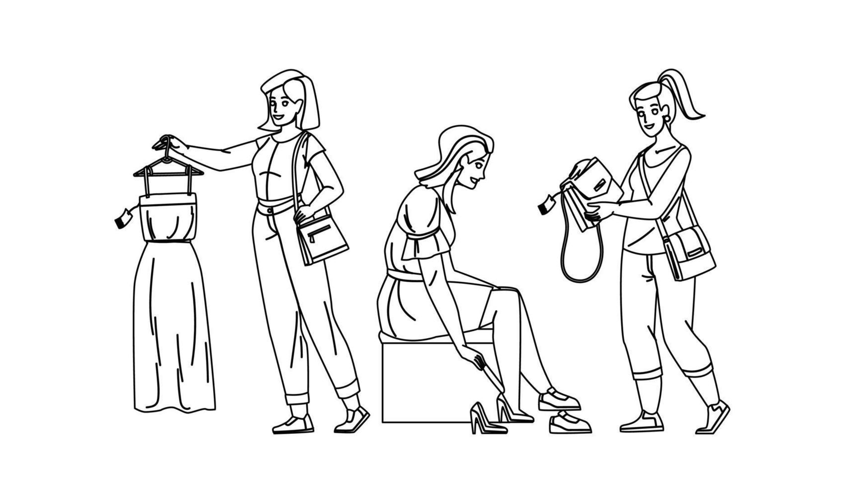 Female Shopping Occupation In Clothes Store Vector