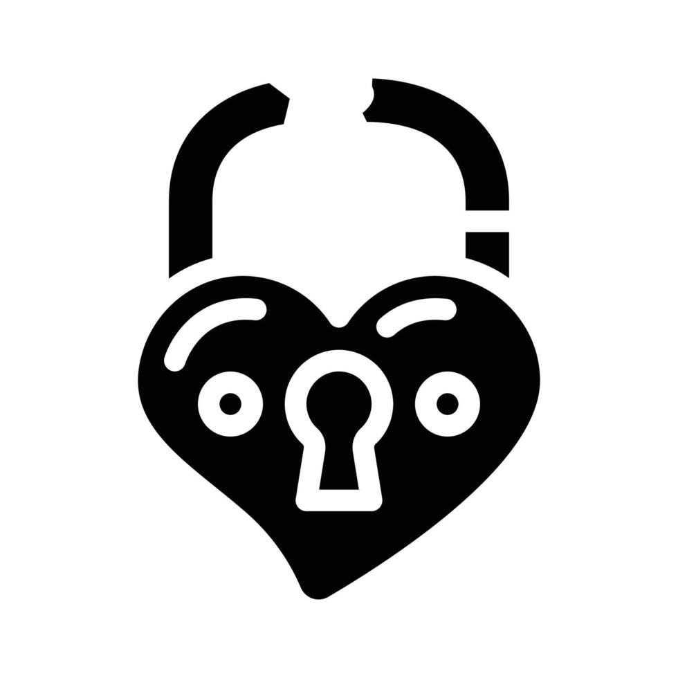 broken love padlock glyph icon vector illustration