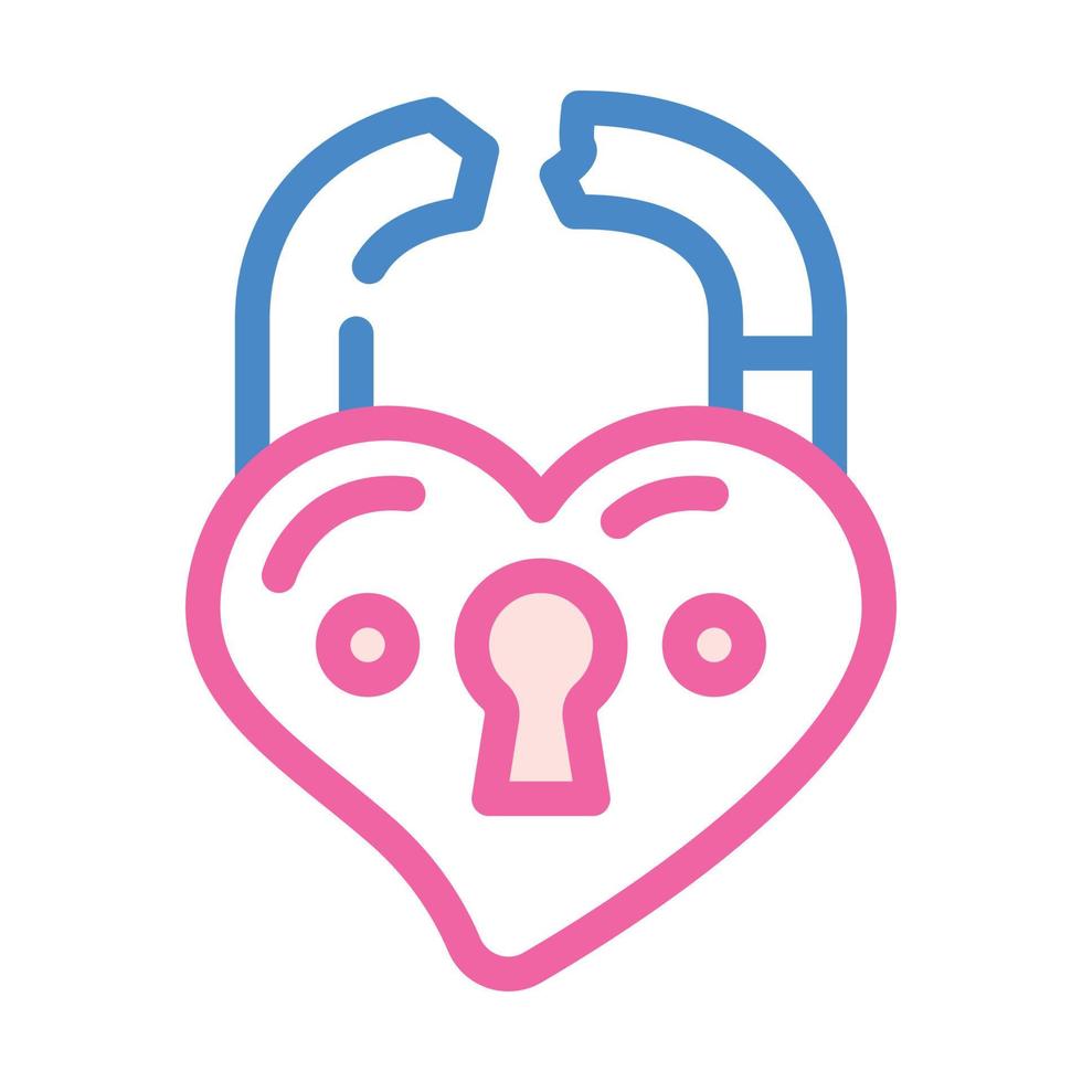 broken love padlock color icon vector illustration