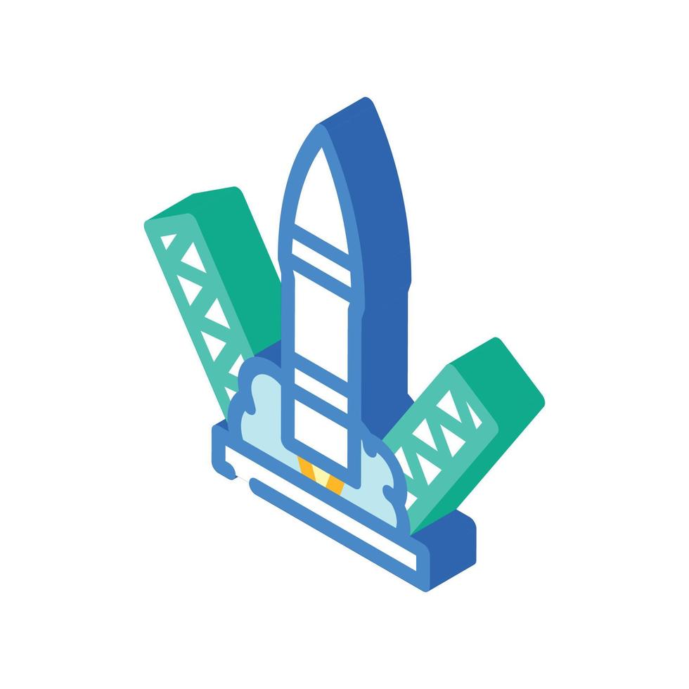 rocket launch isometric icon vector illustration