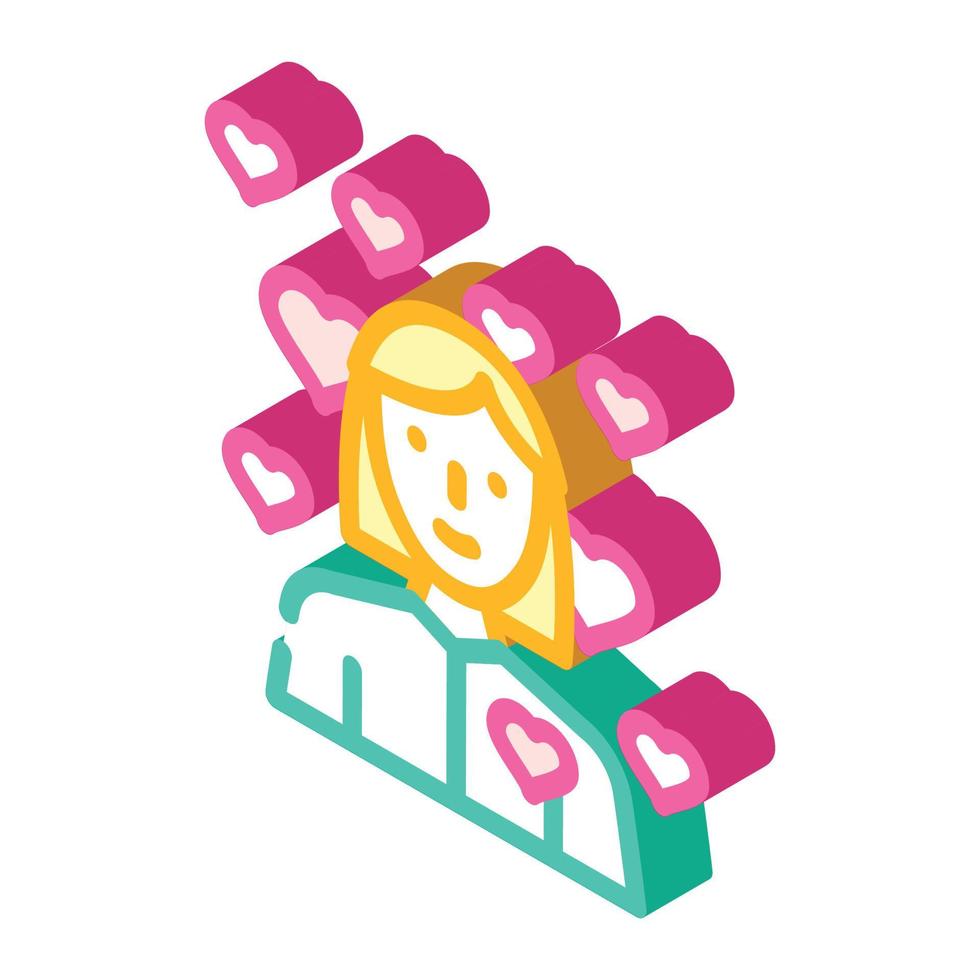 girl in love isometric icon vector illustration