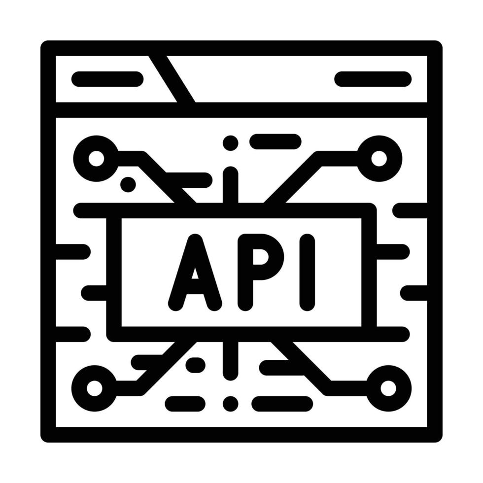 ilustración de vector de icono de línea de tecnología financiera api