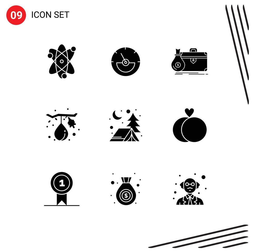 9 Universal Solid Glyph Signs Symbols of adventure fruit briefcase food portfolio Editable Vector Design Elements