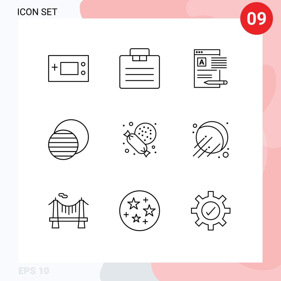 Set of 9 Modern UI Icons Symbols Signs for sun science suitcase eclipse web Editable Vector Design Elements