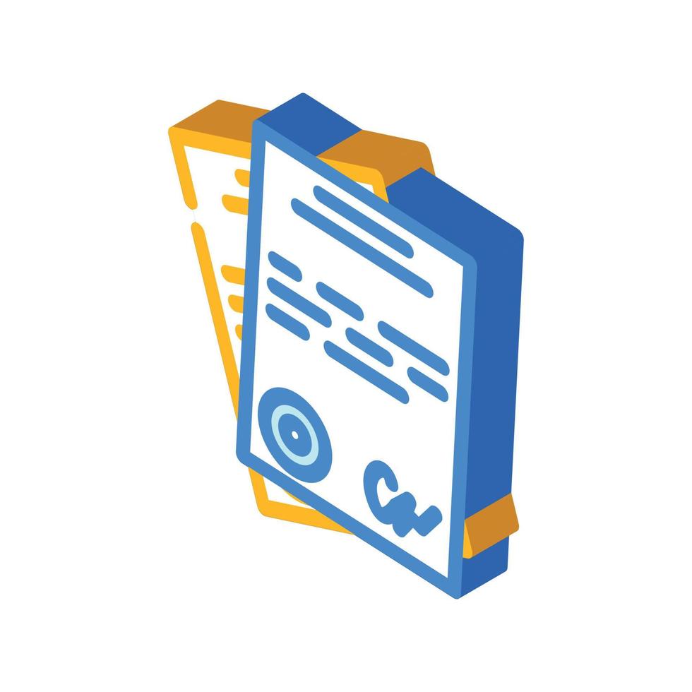 documents business manager, agreement partnership isometric icon vector illustration