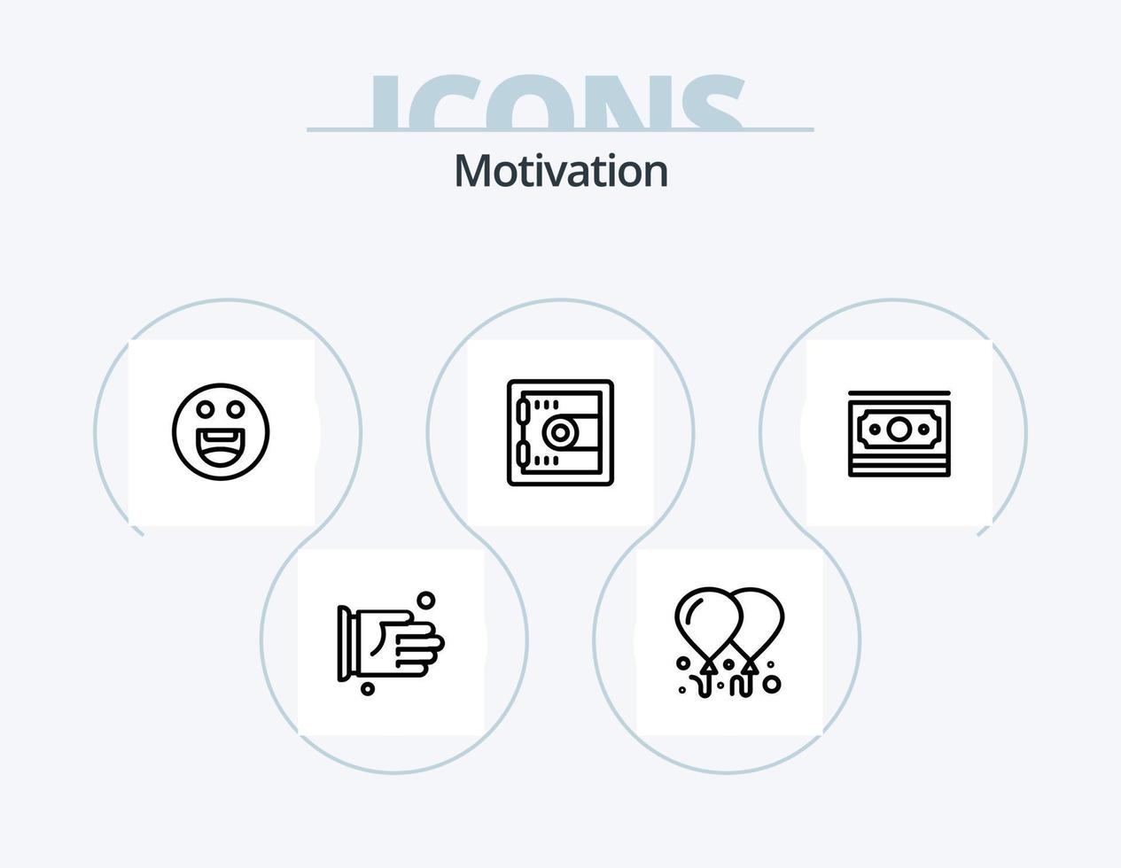 Motivation Line Icon Pack 5 Icon Design. video. movie. lock. american. board vector