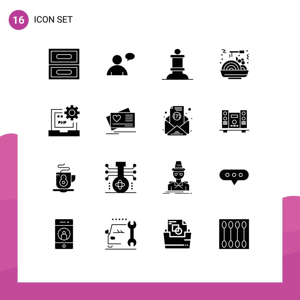 Solid Glyph Pack of 16 Universal Symbols of card development figure develop code Editable Vector Design Elements