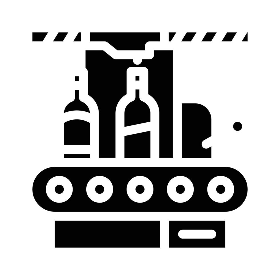 ilustración de vector de icono de glifo de transportador de fábrica de embotellado