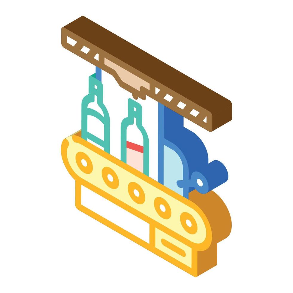 bottling factory conveyor isometric icon vector illustration