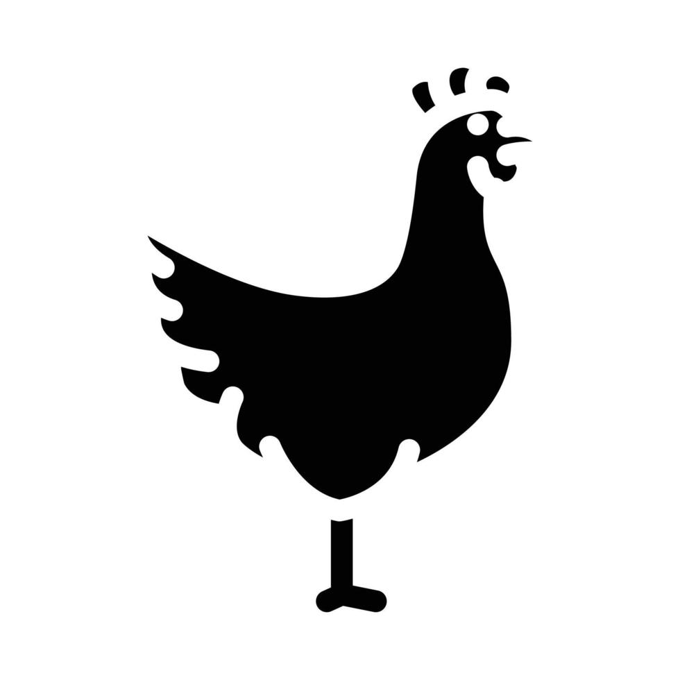 pollo granja pájaro glifo icono vector ilustración