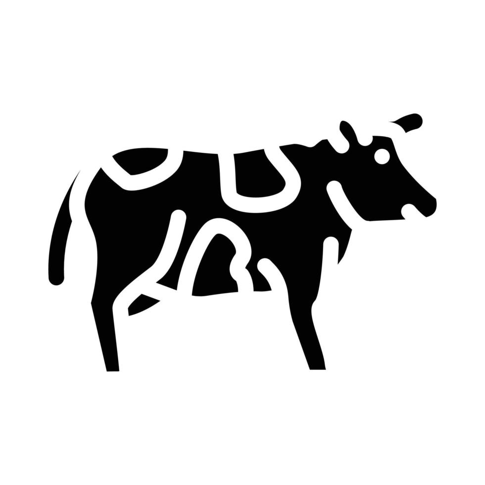 vaca tierras de cultivo animal glifo icono vector ilustración