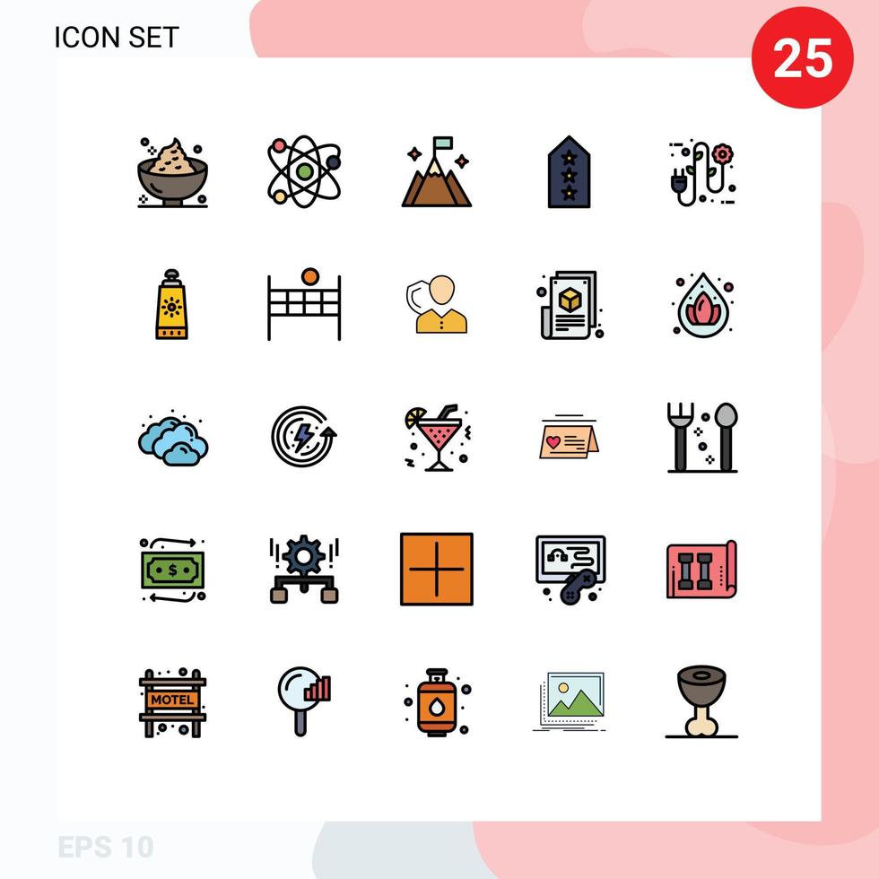 Set of 25 Modern UI Icons Symbols Signs for three star atom rank interface Editable Vector Design Elements
