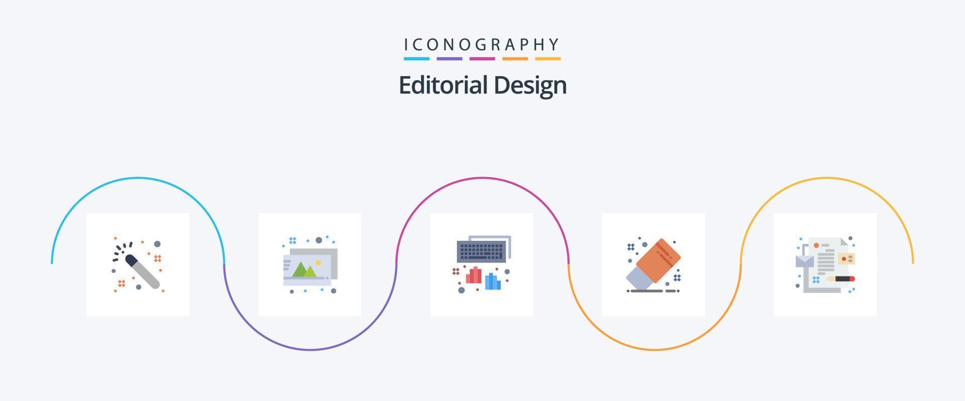 Paquete de 5 iconos planos de diseño editorial que incluye. diseño. programación. corporativo. oficina vector