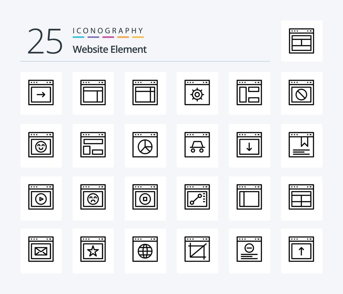 Website Element 25 Line icon pack including website. warning. website. stop. website vector