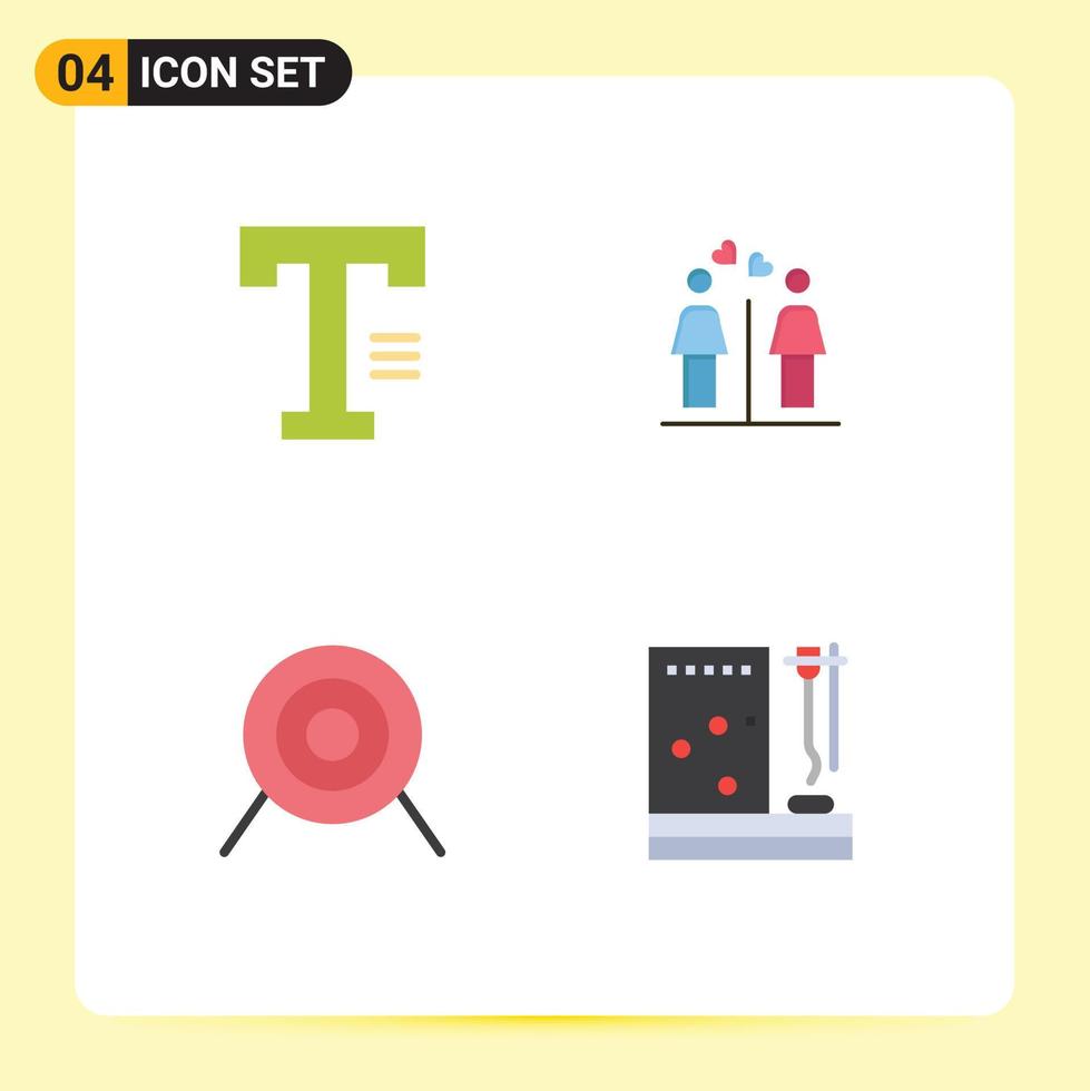 Pack of 4 creative Flat Icons of type sport word washroom blood Editable Vector Design Elements