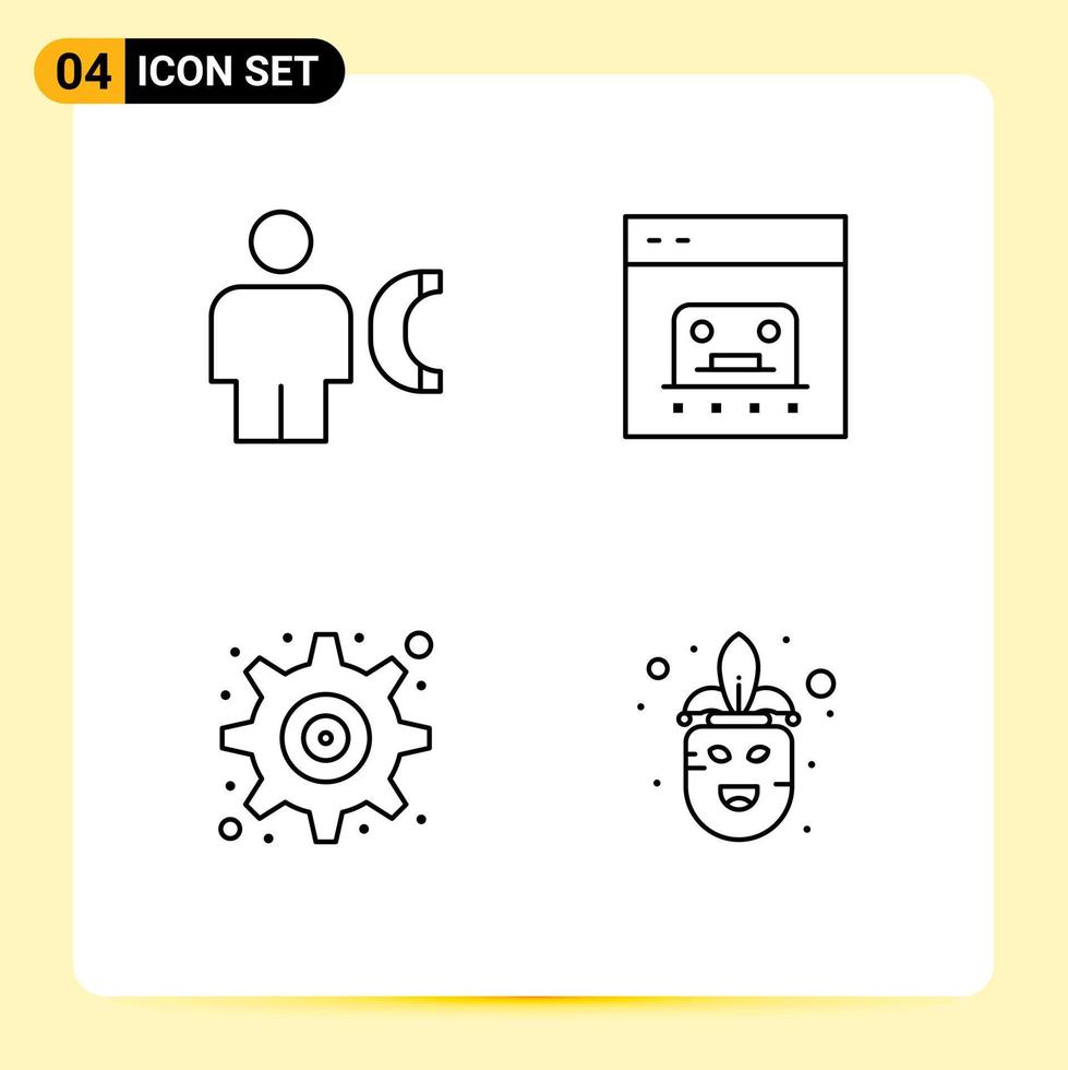 Pictogram Set of 4 Simple Filledline Flat Colors of avatar payment human business interface Editable Vector Design Elements