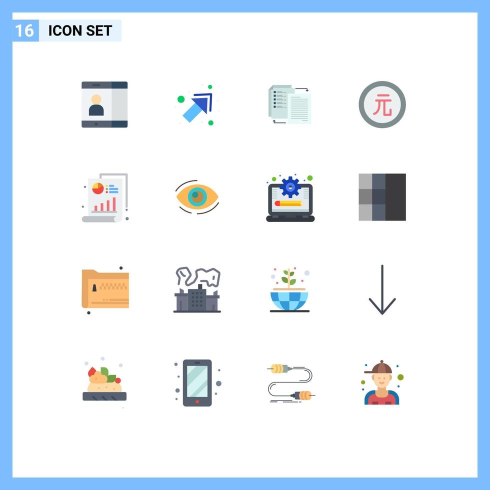 16 Flat Color concept for Websites Mobile and Apps bar value transfer finance coin Editable Pack of Creative Vector Design Elements