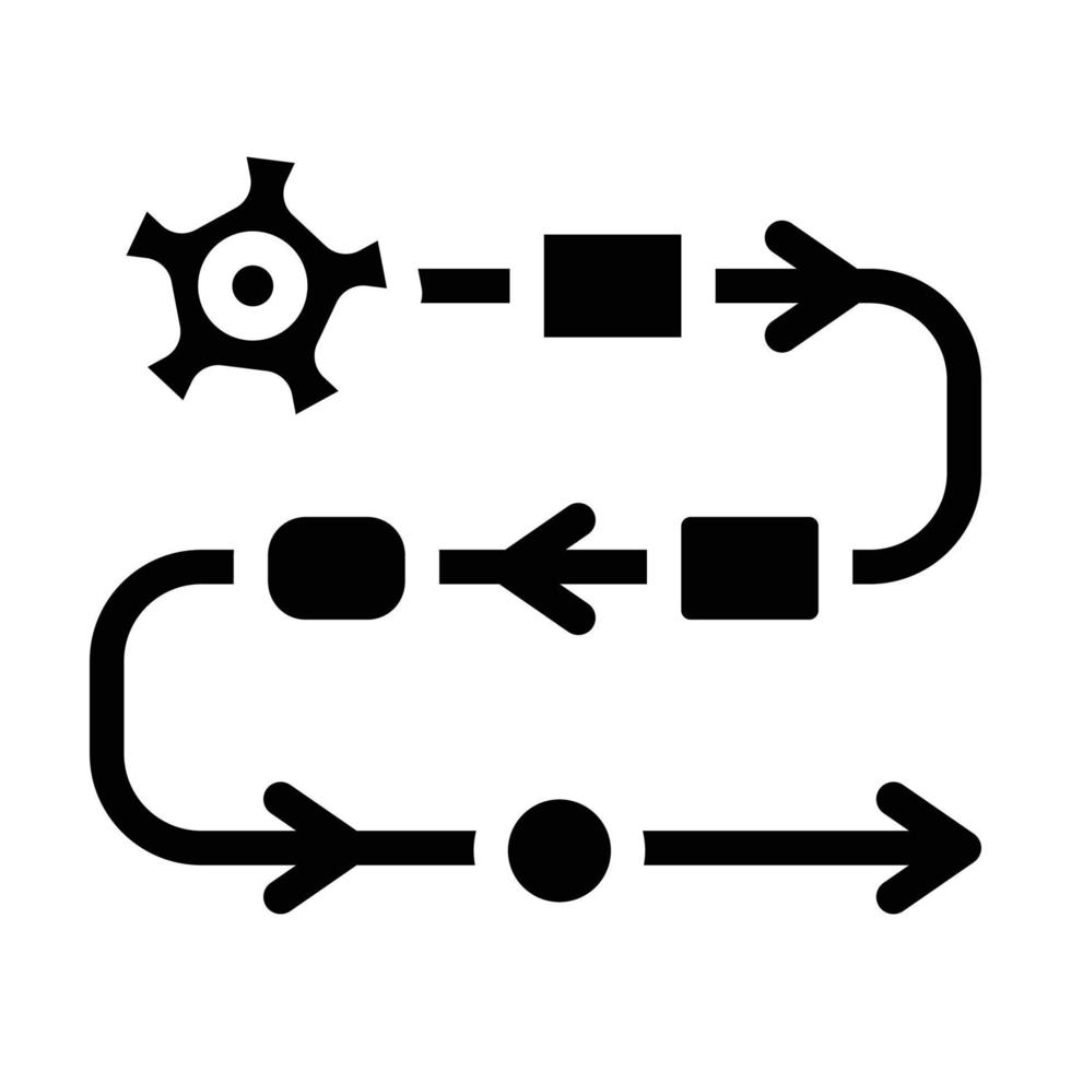 etapas de producción en la ilustración de vector de icono de glifo empresarial