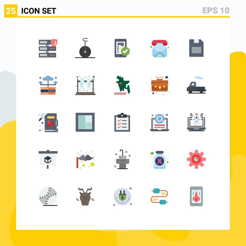 Modern Set of 25 Flat Colors and symbols such as memory card call mobile phone contacts Editable Vector Design Elements