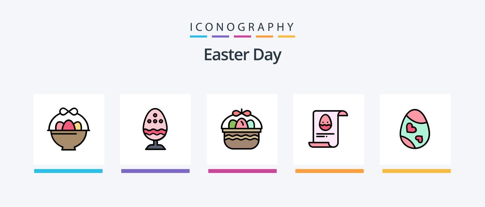 Easter Line Filled 5 Icon Pack Including basket. cross. boiled. christian. food. Creative Icons Design vector