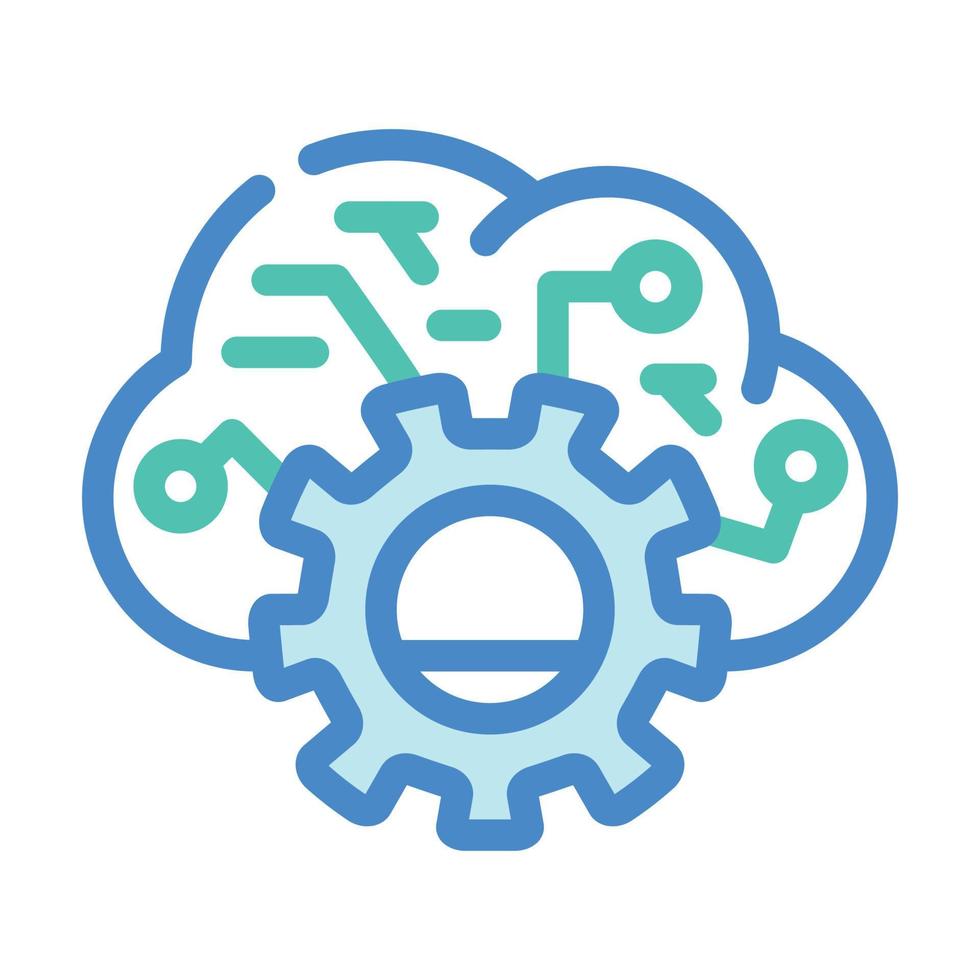 cloud data erp color icon vector illustration