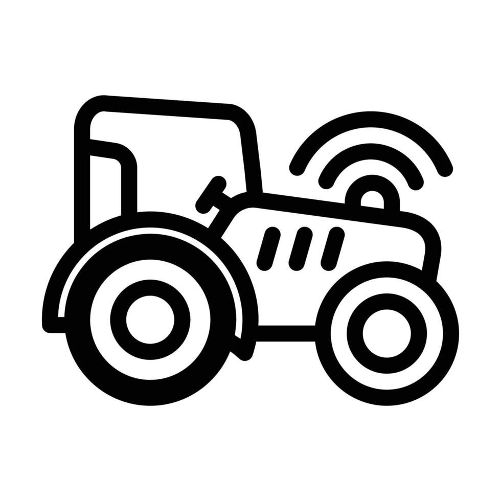 tractor con gps línea icono vector ilustración