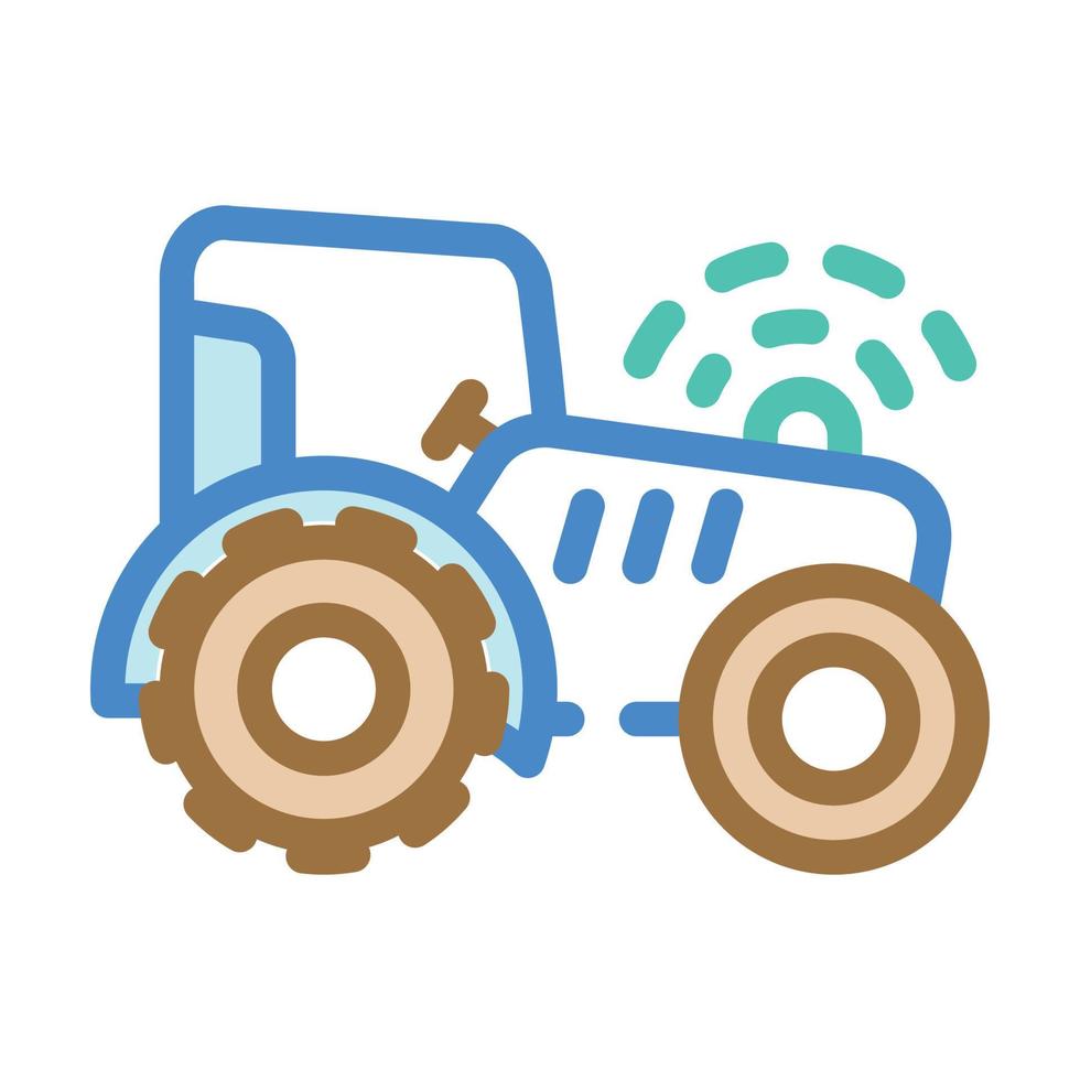 tractor with gps color icon vector illustration