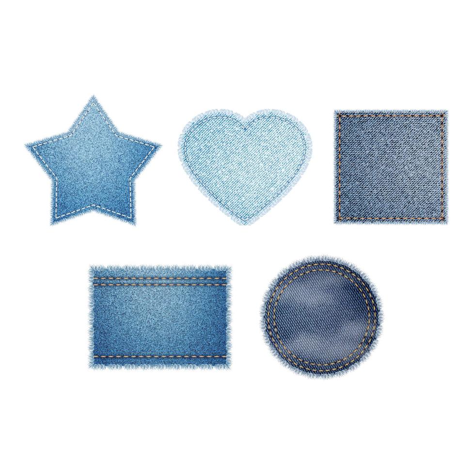 Denim Shapes For Decorating Clothing Set Vector