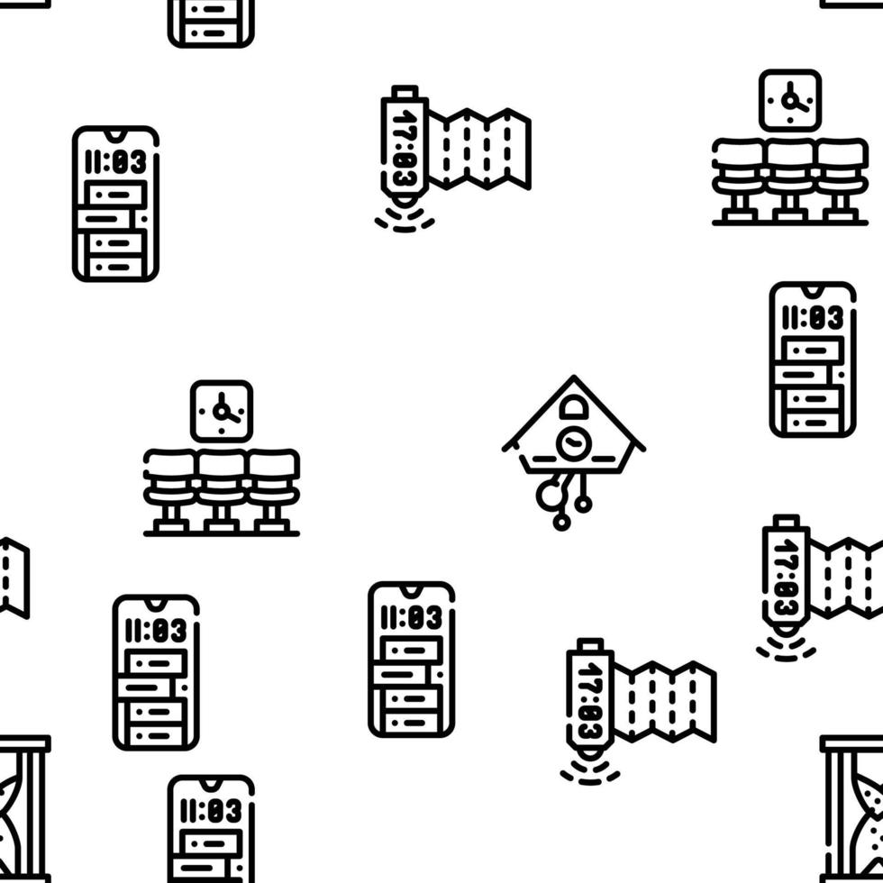 Clock And Watch Time Equipment Vector Seamless Pattern