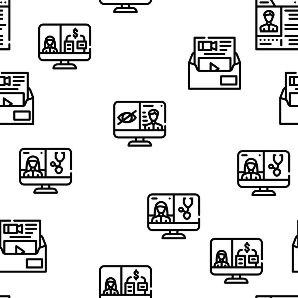 Video Conference Communication Vector Seamless Pattern