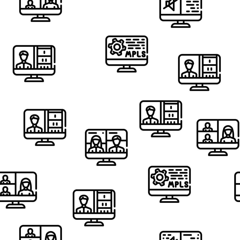Video Conference Communication Vector Seamless Pattern