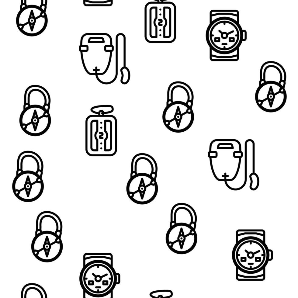 Diving Equipment And Accessories Vector Seamless Pattern