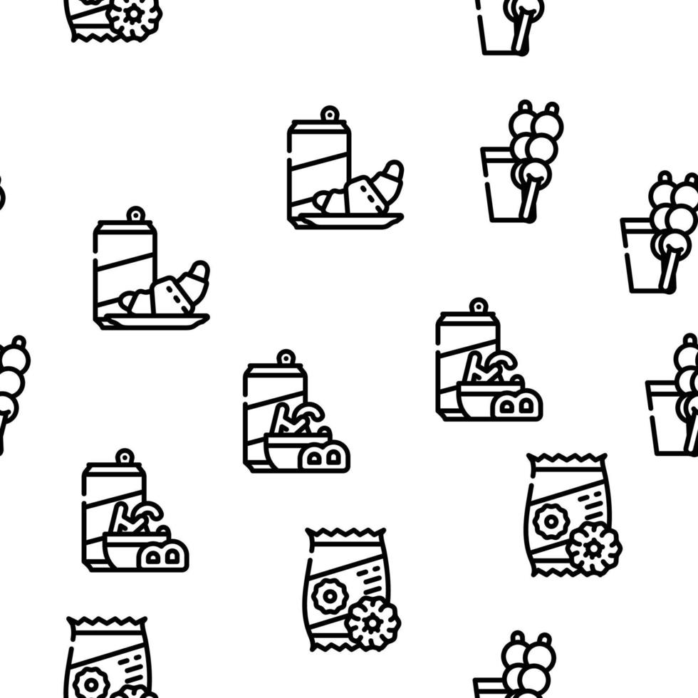 Snacks Food And Drink Vector Seamless Pattern