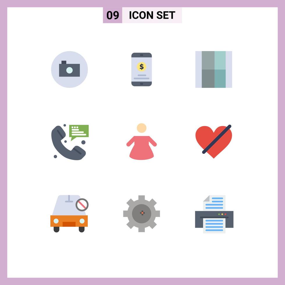 9 Flat Color concept for Websites Mobile and Apps messaging message create contact layout Editable Vector Design Elements