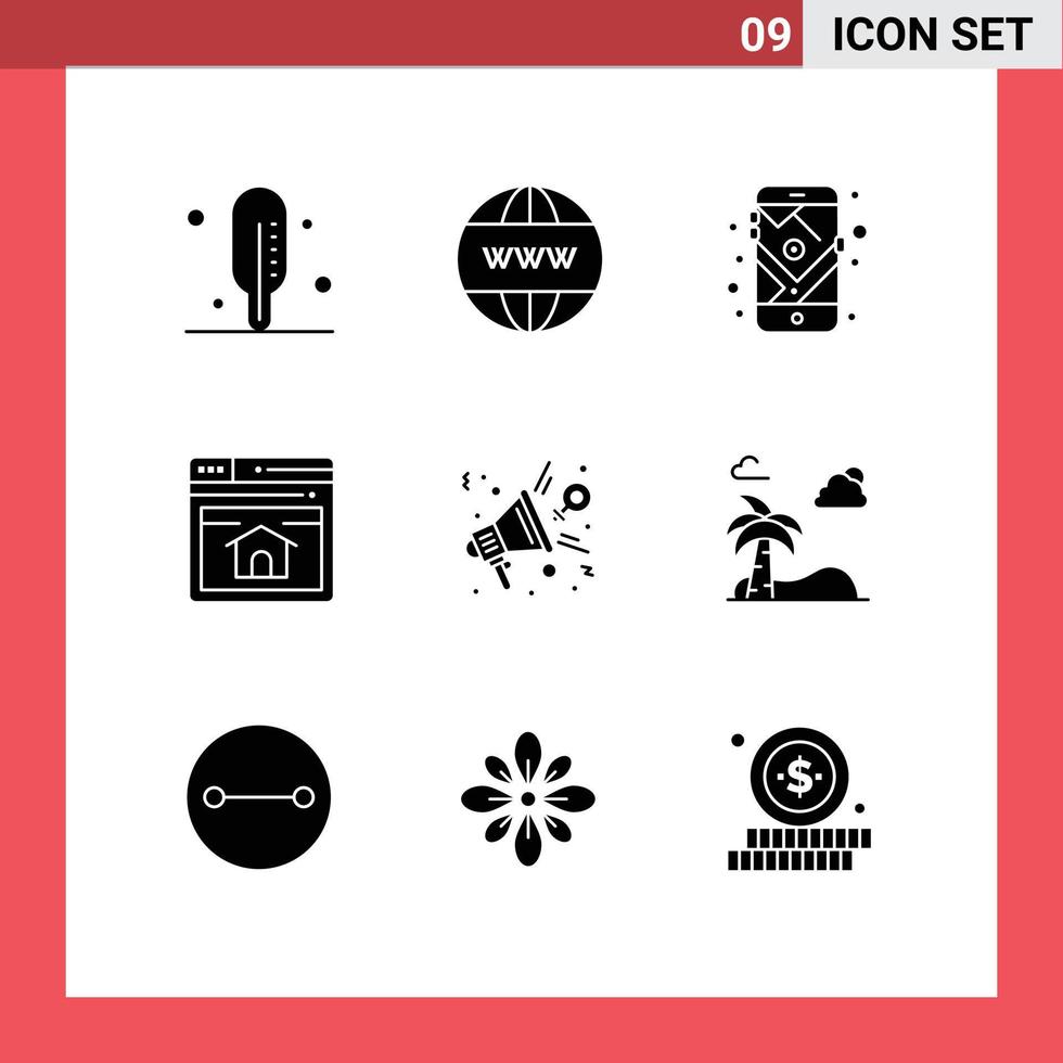 Editable Vector Line Pack of 9 Simple Solid Glyphs of presentation feminism navigation feedback webpage Editable Vector Design Elements
