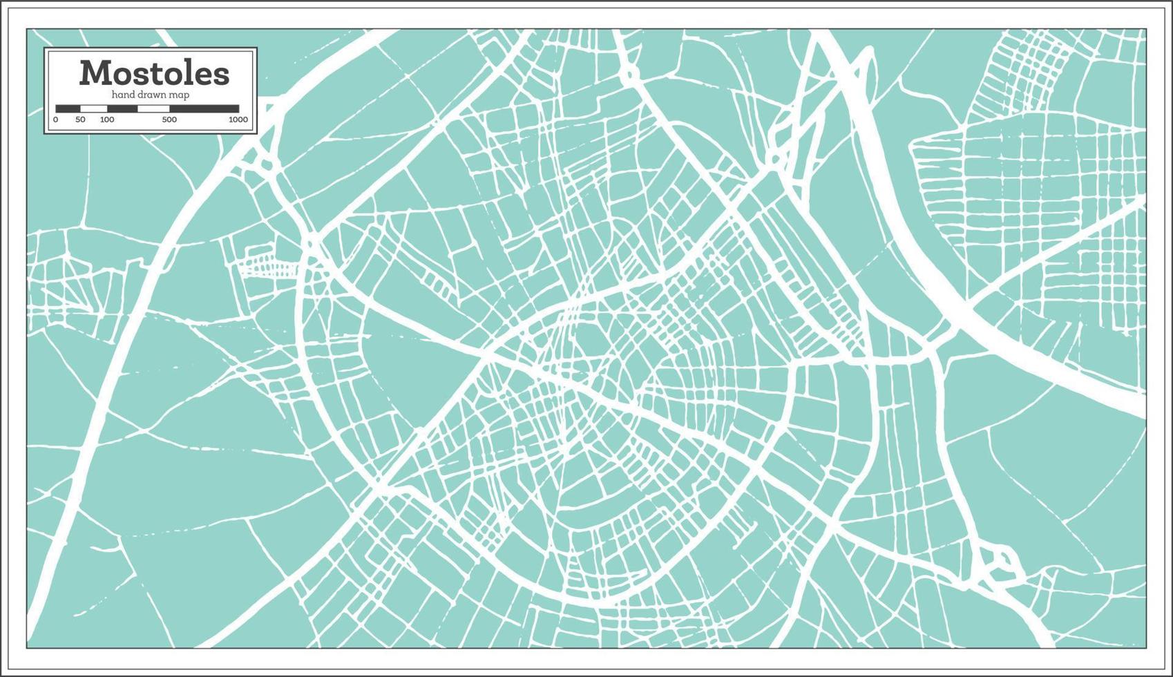 Mostoles Spain City Map in Retro Style. Outline Map. vector