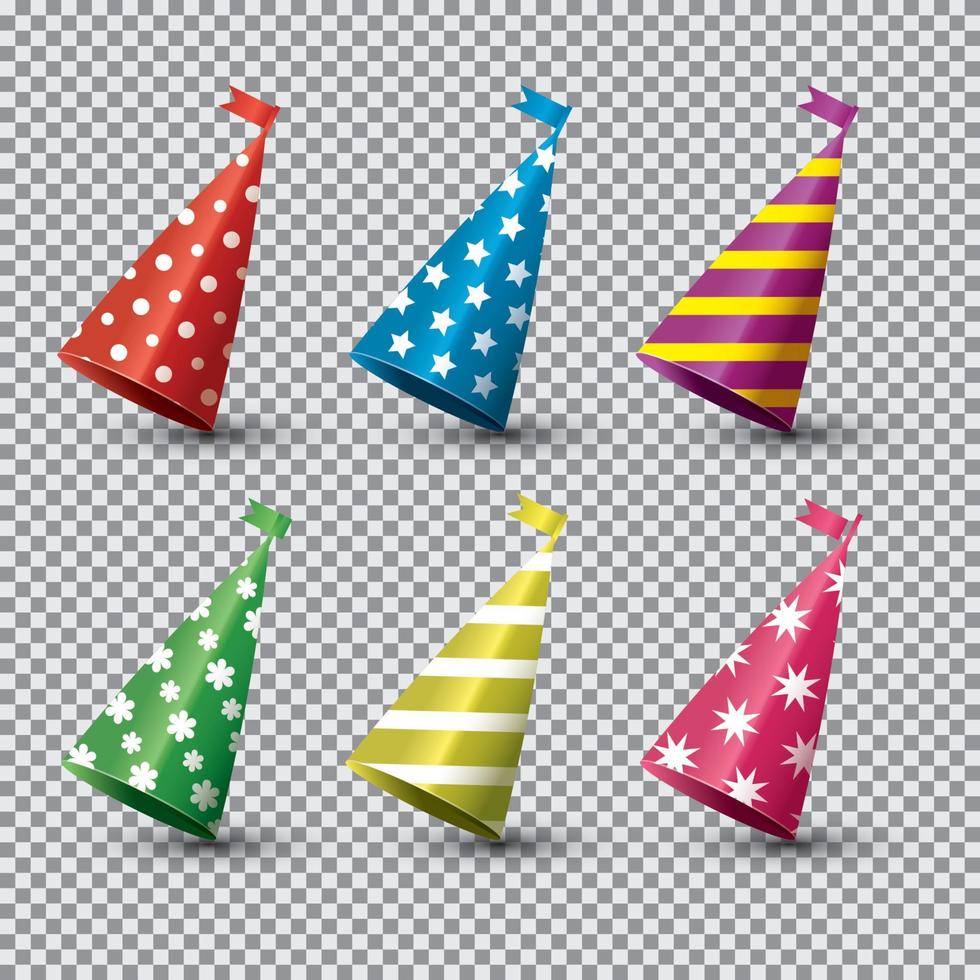 Party Hat Isolated Set on Transparent Background. vector