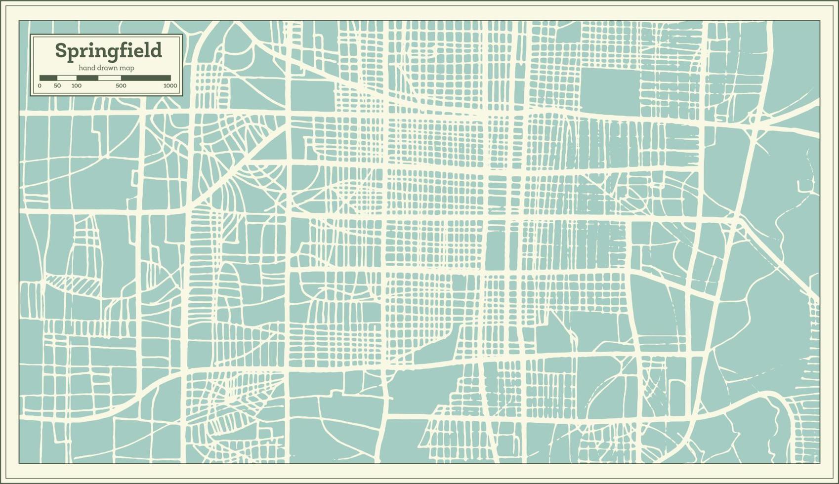 Springfield USA City Map in Retro Style. Outline Map. vector