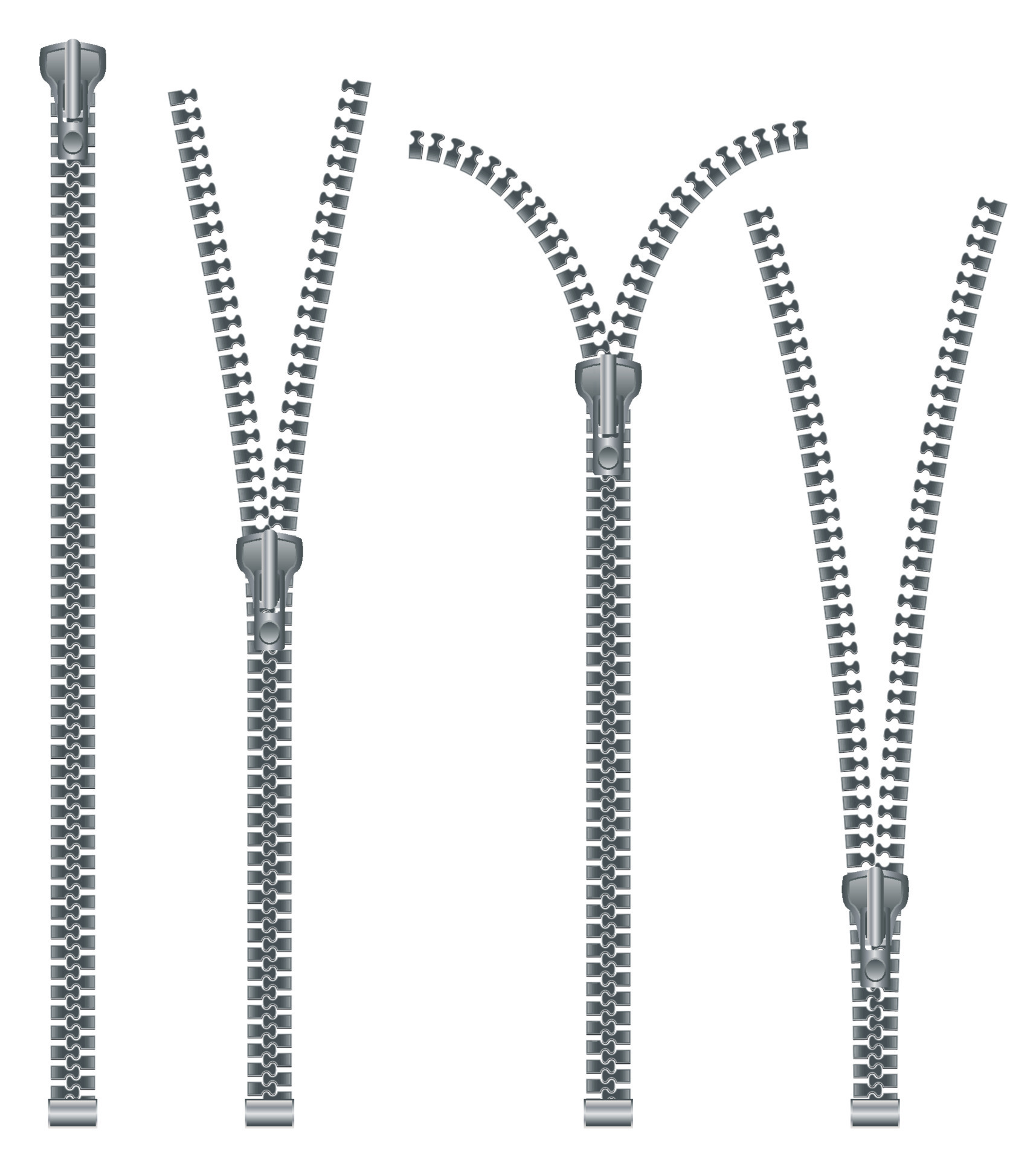 Metal and Plastic Zipper Set Isolated on White Background. 17292397