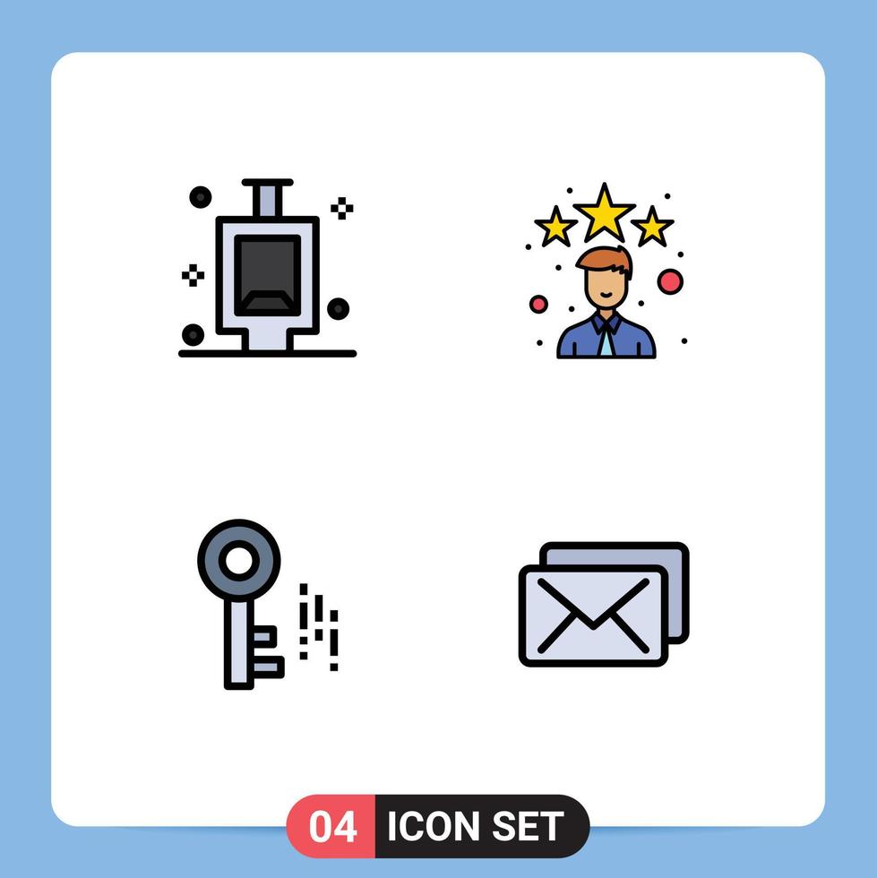 Set of 4 Modern UI Icons Symbols Signs for urinal key best star mail Editable Vector Design Elements