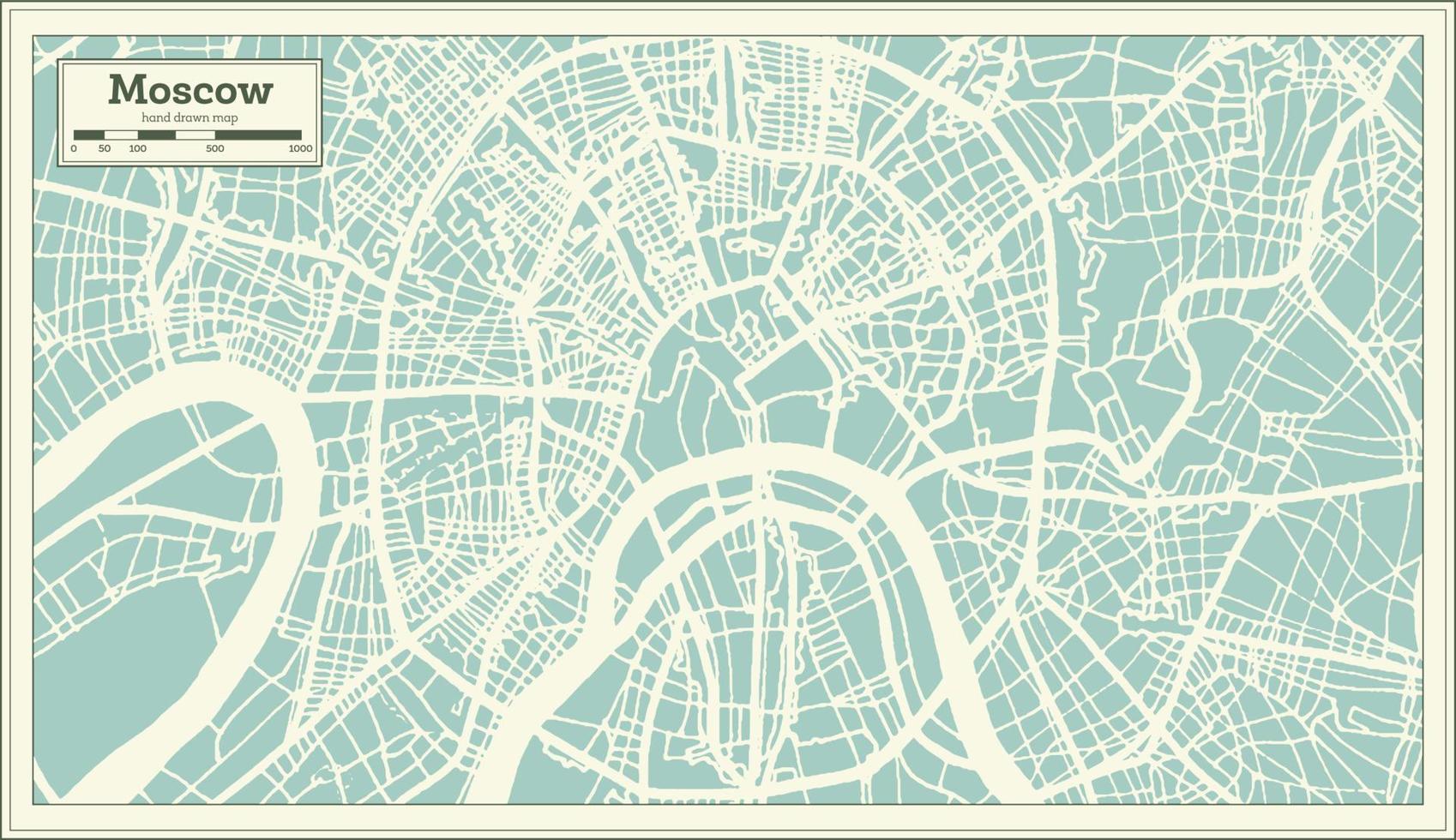 Moscow Russia City Map in Retro Style. Outline Map. vector
