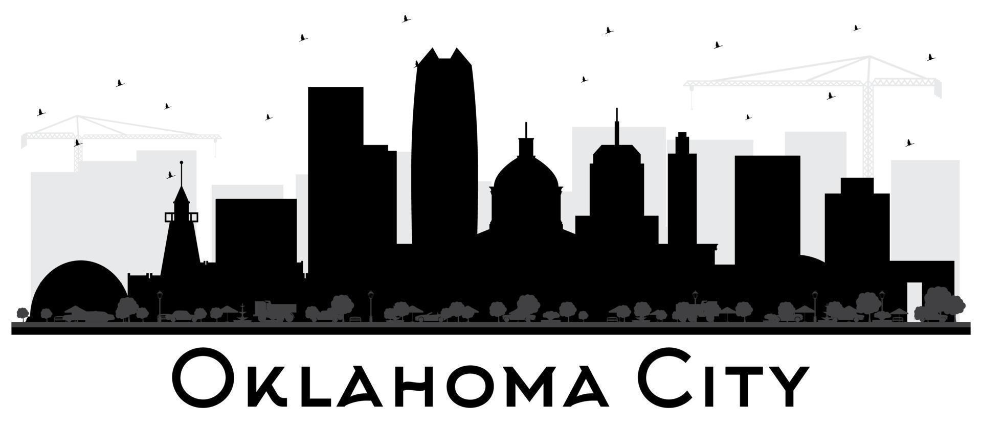 Oklahoma City Skyline Silhouette with Black Buildings Isolated on White. vector