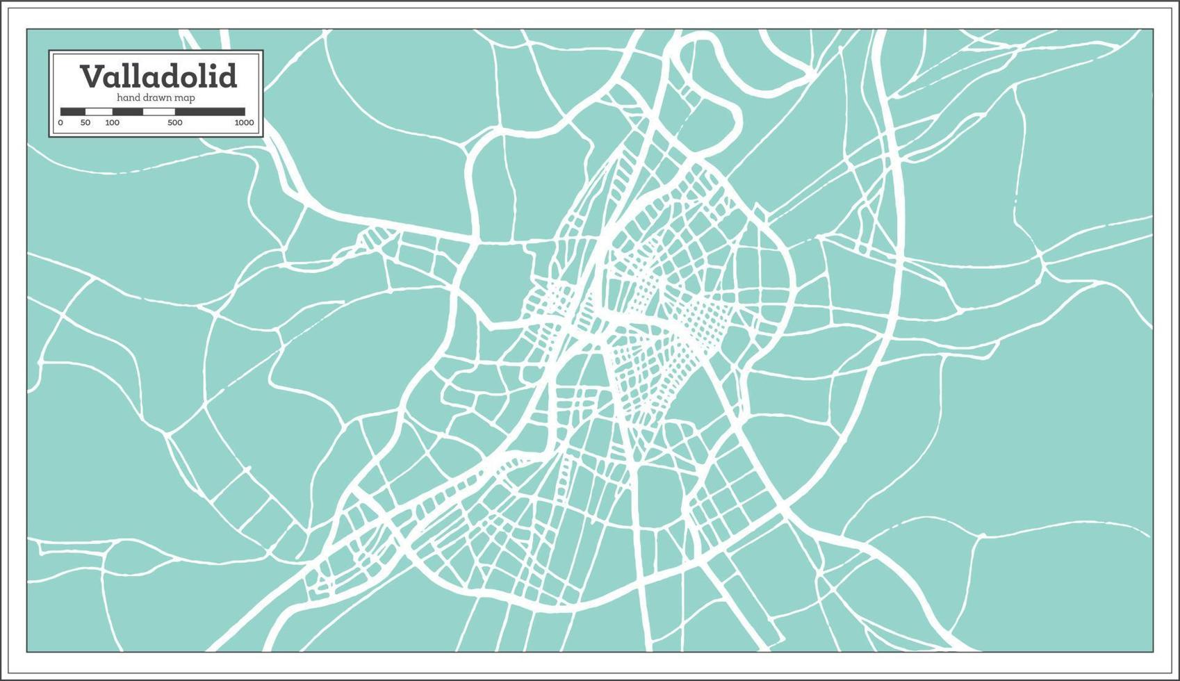 Valladolid Spain City Map in Retro Style. Outline Map. vector
